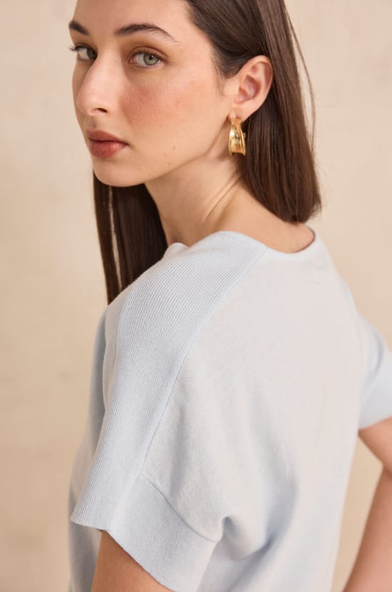 Short-sleeved cotton sweater PRETTY;${refinementColor}