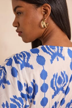 Printed cotton straight dress PROMISE;${refinementColor}