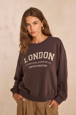 Sweatshirt manches 3/4 en coton m&eacute;lang&eacute; LESHOP;${refinementColor}