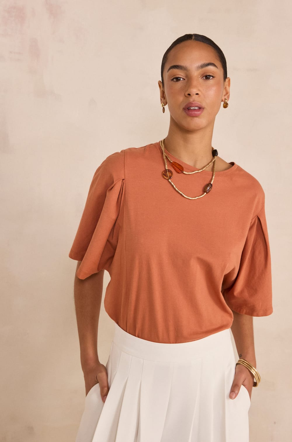 T-shirt manches courtes en coton LOREEN;${refinementColor}