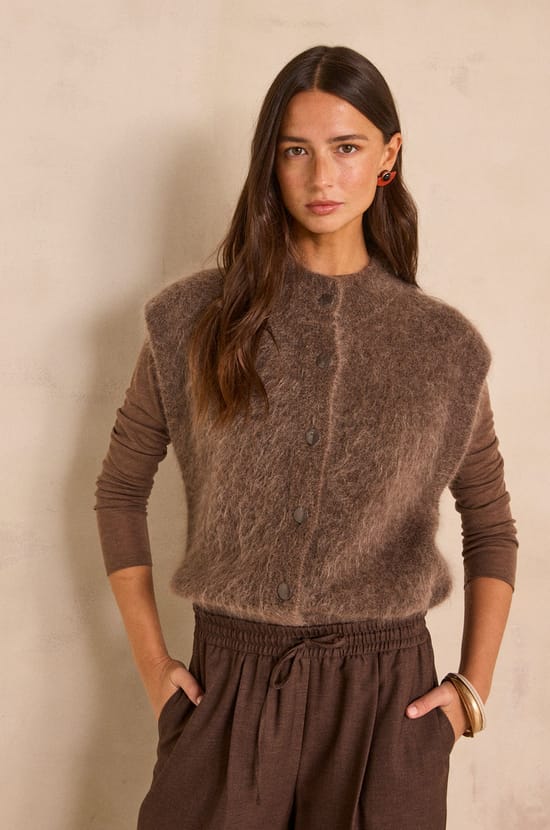 AYMIE sleeveless mohair blend vest;${refinementColor}
