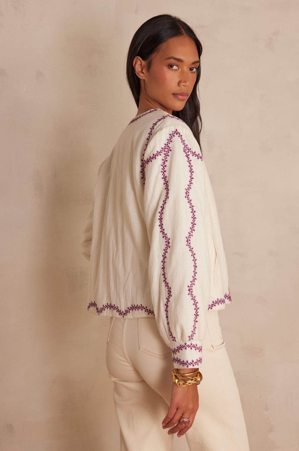 Veste courte en coton POLLY;${refinementColor}