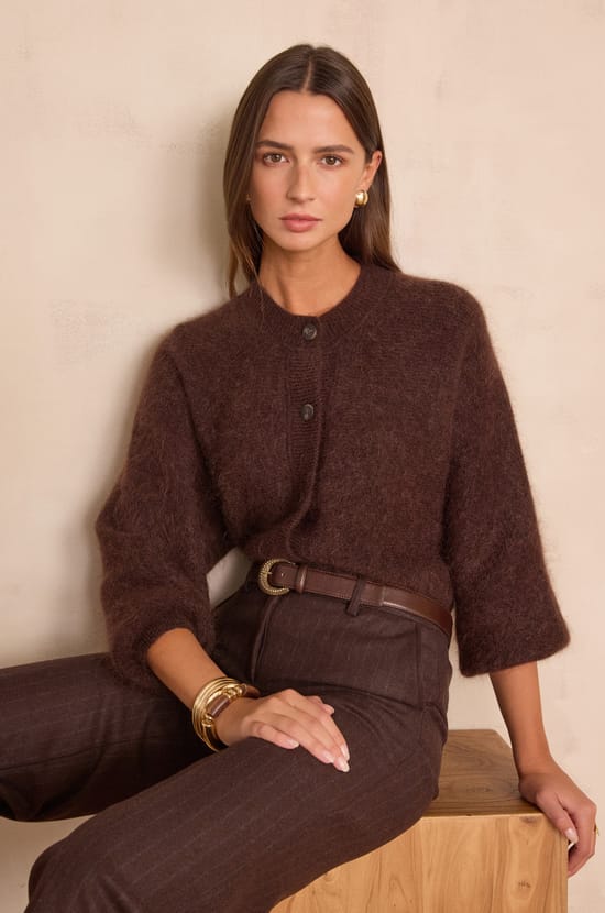 BAKER cardigan in mohair and wool;${refinementColor}