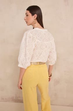 Embroidered blouse with 3/4 sleeves DIANE;${refinementColor}