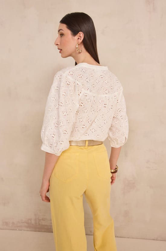 Embroidered blouse with 3/4 sleeves DIANE;${refinementColor}