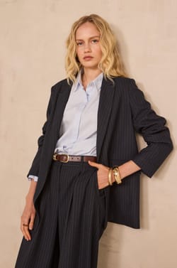 Nelia B Striped Long Sleeve Polyester Blend Jacket;${refinementColor}