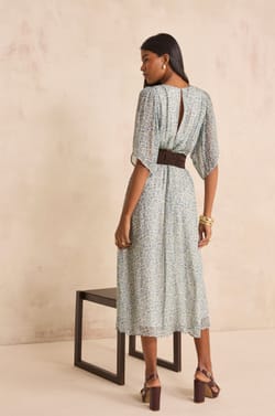 Straight dress with BALMA print;${refinementColor}