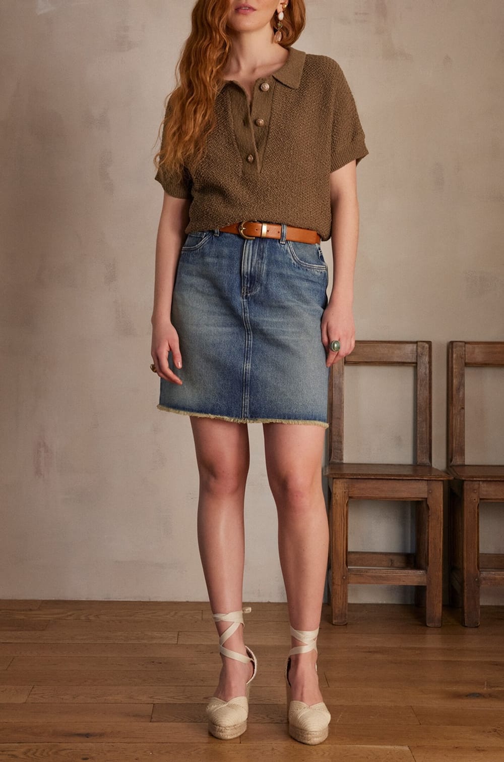 Jupe JULIE en denim;${refinementColor}