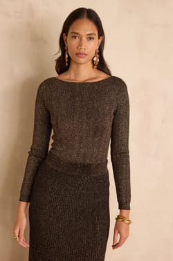 BETHANY iridescent boat neck jumper;${refinementColor}