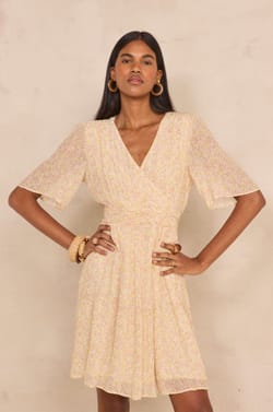 Robe courte imprim&eacute;e cache-coeur BAL;${refinementColor}