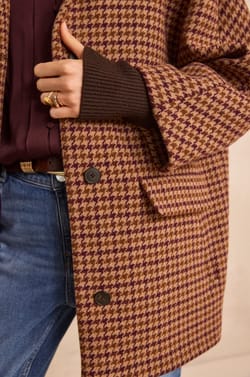 CELIA houndstooth pattern blended wool coat;${refinementColor}