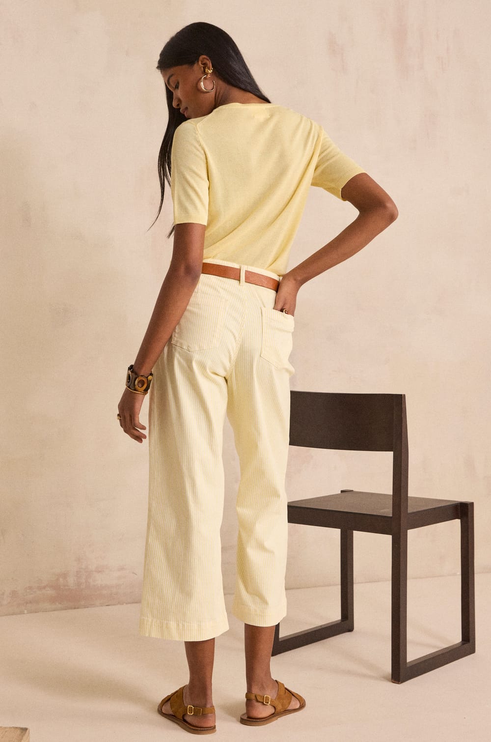 Striped wide pants ROMA;${refinementColor}