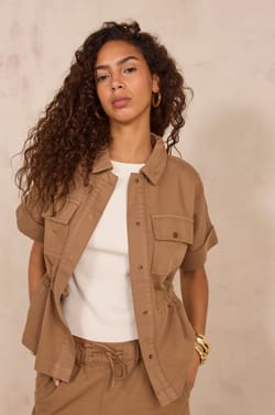 Short sleeve cotton jacket VITA;${refinementColor}