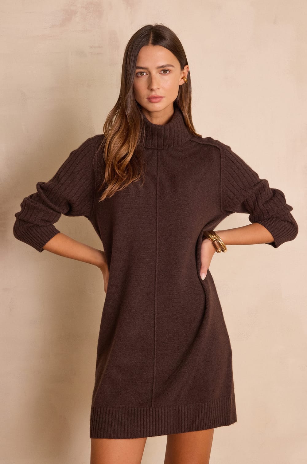 ROXA wool turtleneck dress;${refinementColor}