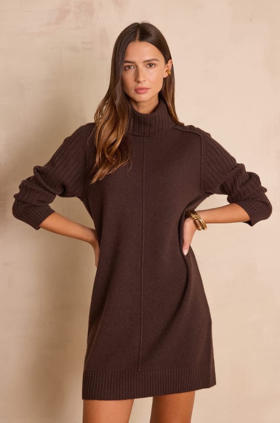 ROXA wool turtleneck dress;${refinementColor}