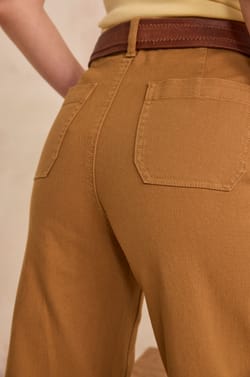 Pantalon large et cropped en coton m&eacute;lang&eacute; MAE;${refinementColor}