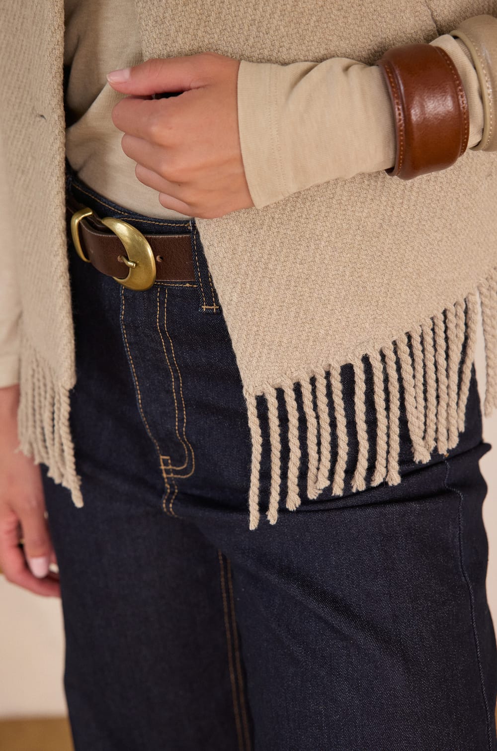 PAIGE fringed cardigan in wool;${refinementColor}
