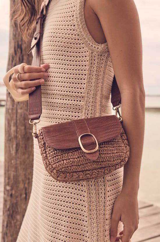 MAX MINI leather and raffia bag;${refinementColor}