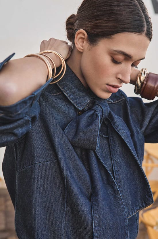 DARIA blouse with pussy bow;${refinementColor}