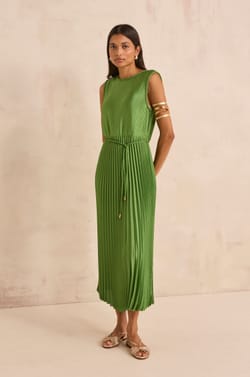 BELL pleated straight dress;${refinementColor}