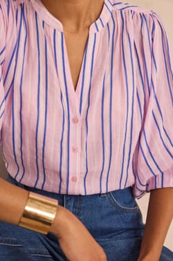 Long-sleeve striped cotton blouse DARINA;${refinementColor}