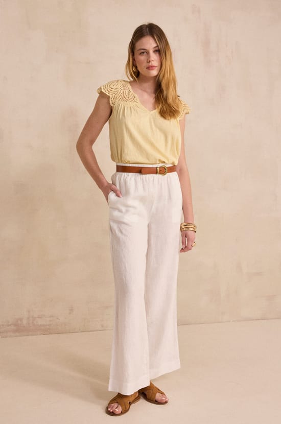 TIM linen wide-leg pants;${refinementColor}