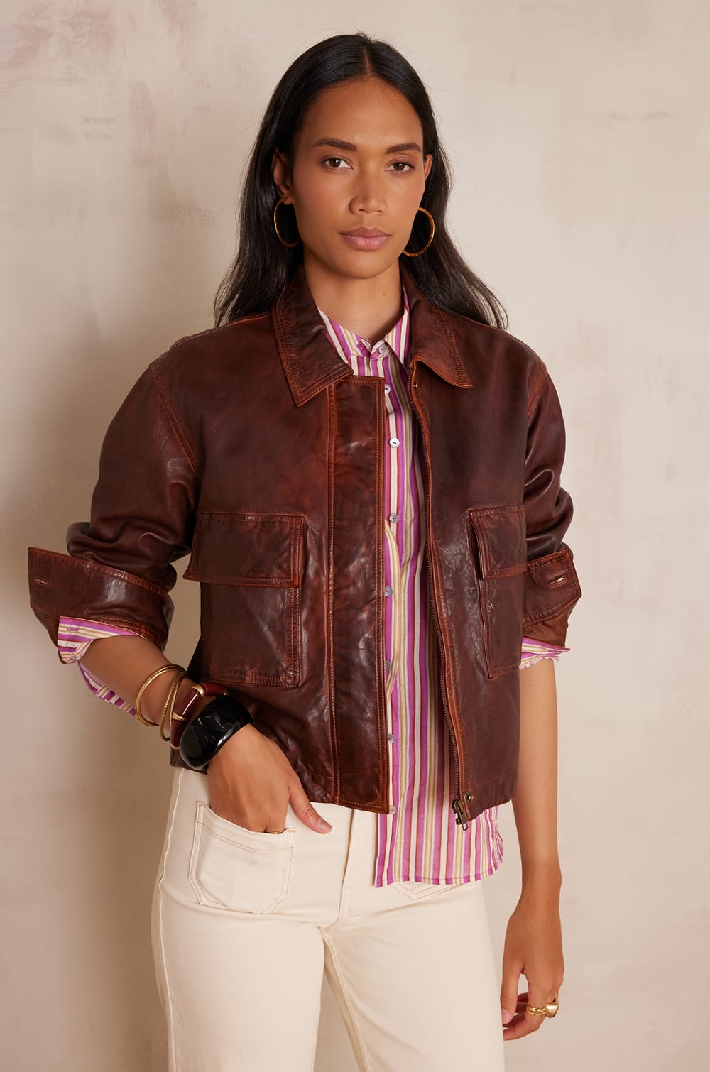 COCO leather jacket;${refinementColor}