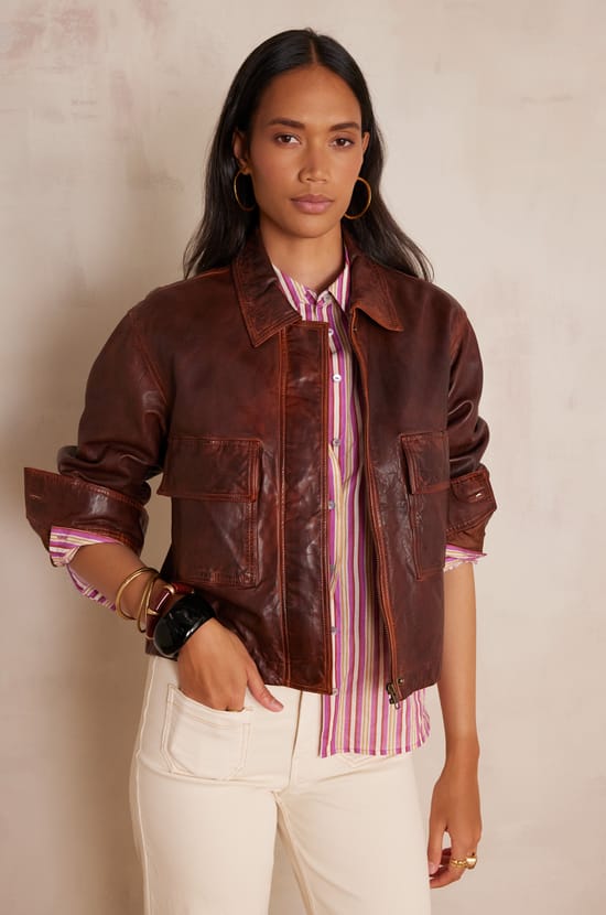 COCO leather jacket;${refinementColor}