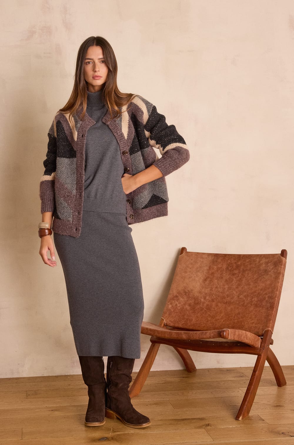 CHARLOTTE straight wool skirt;${refinementColor}