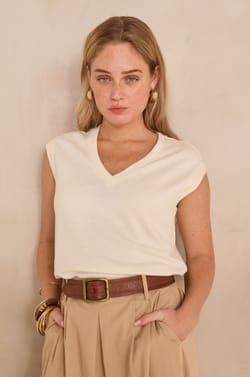 LYNA linen blend sleeveless T-shirt;${refinementColor}