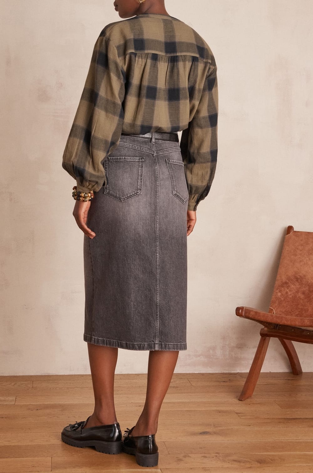 Jupe denim BIRDY en coton;${refinementColor}