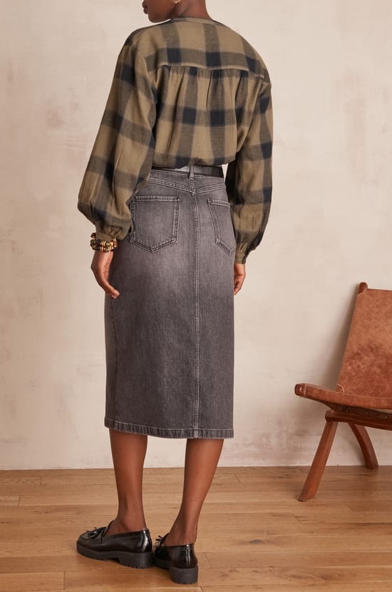 Jupe denim BIRDY en coton;${refinementColor}
