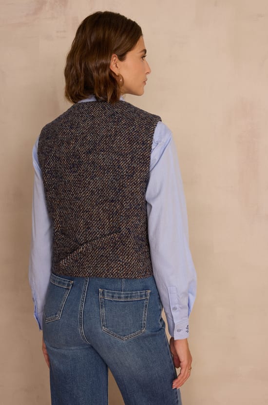 PHARELL sleeveless waistcoat in tweed wool;${refinementColor}