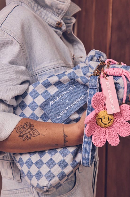 Pochette en jean &agrave; carreaux Audrey Lombard x Maison 123 SUZIE;${refinementColor}