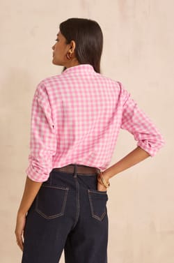 MARILOU long-sleeve cotton checkered shirt;${refinementColor}