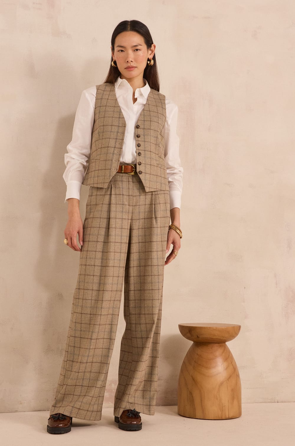 Pantalon Large &agrave; carreaux FLAUBERT ;${refinementColor}