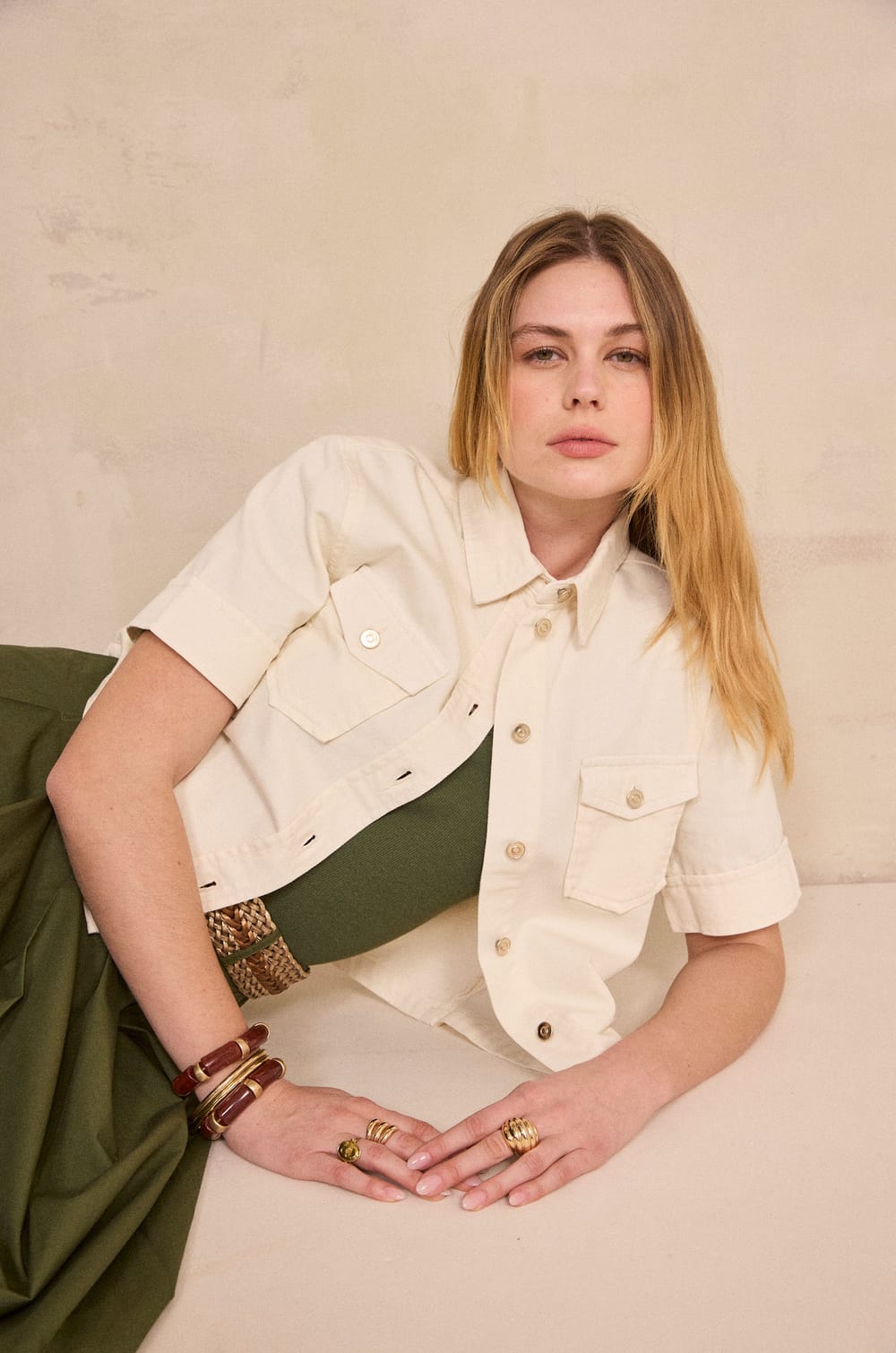 DIEGO short sleeve denim shirt;${refinementColor}