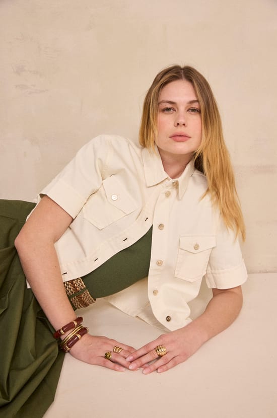 DIEGO short sleeve denim shirt;${refinementColor}