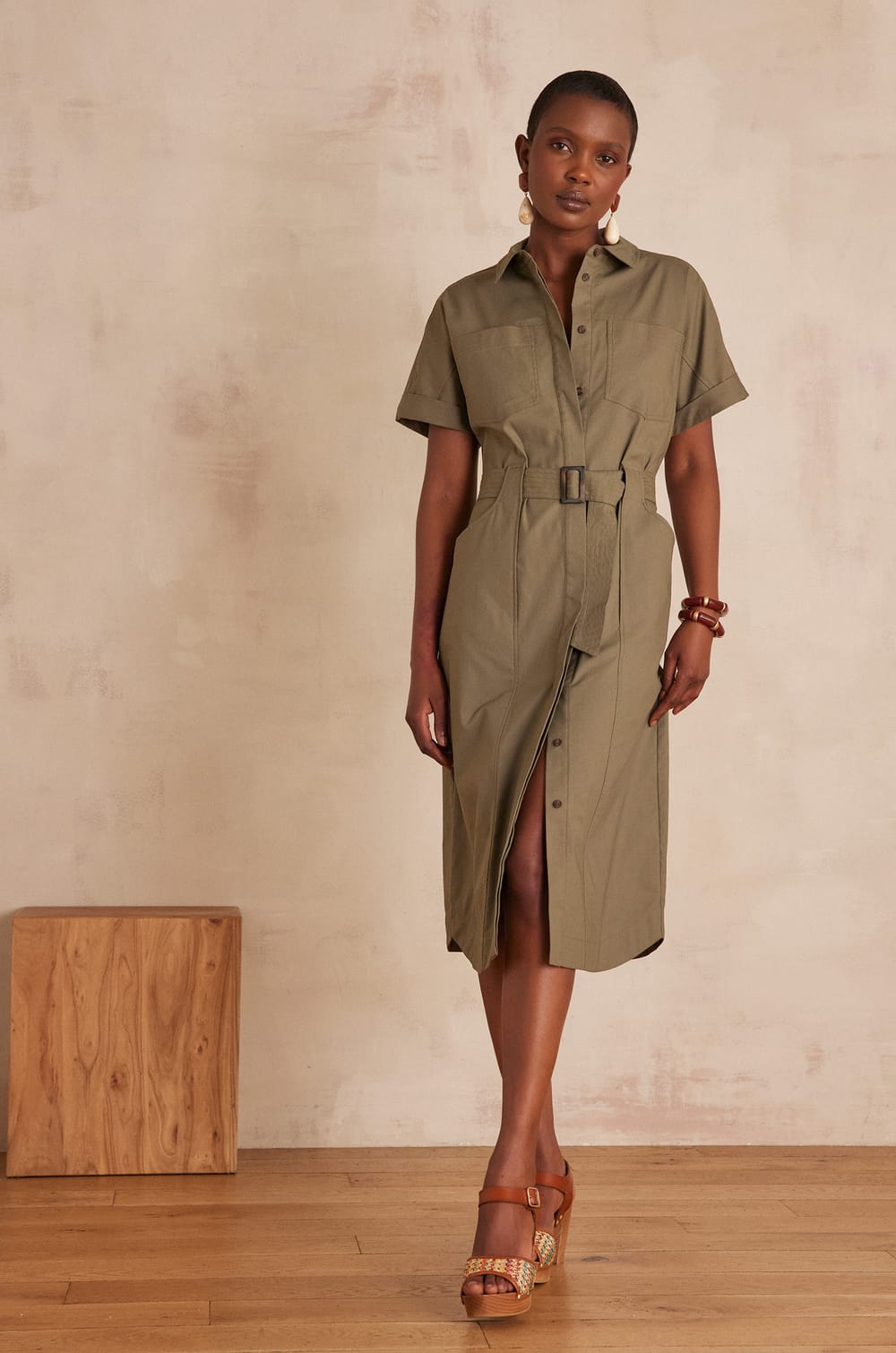 Vestido midi RAMA de algod&oacute;n;${refinementColor}