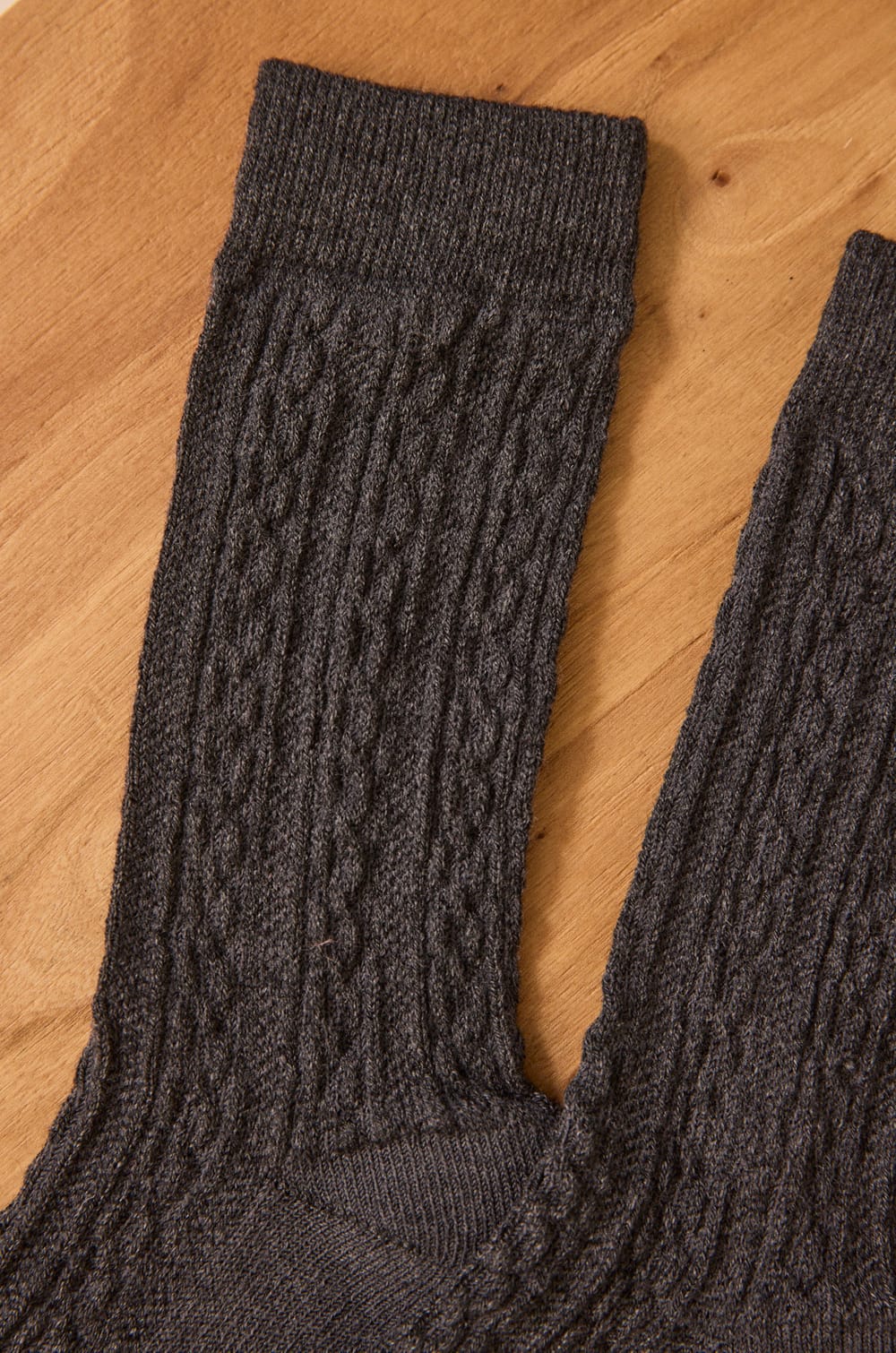Charcoal gray mixed wool knit socks FANNY;${refinementColor}