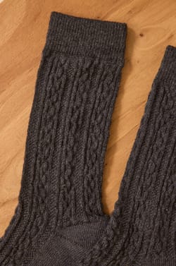Charcoal gray mixed wool knit socks FANNY;${refinementColor}