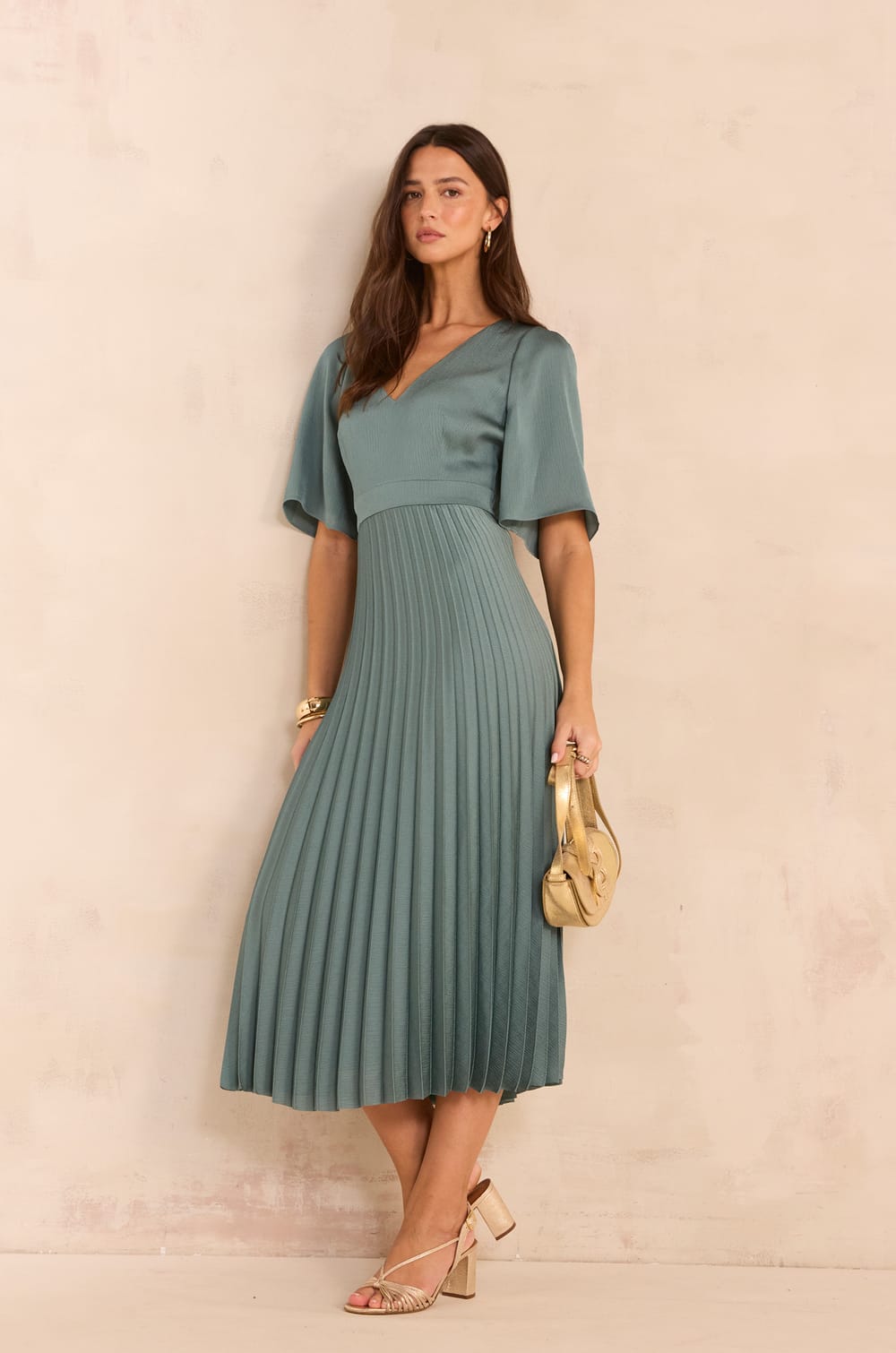 BILLIE long pleated dress;${refinementColor}