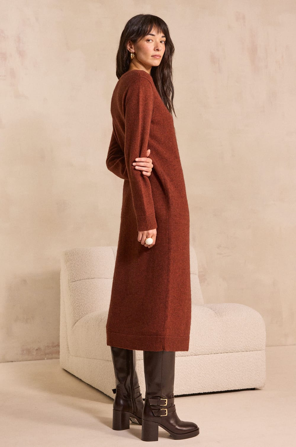 Phoebee mixed wool and yak knit dress;${refinementColor}