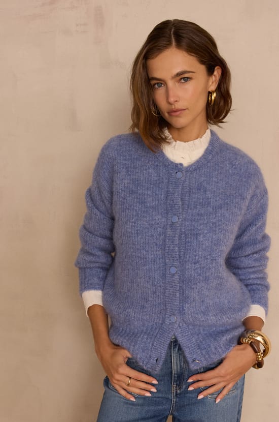 LOU mohair and alpaca cardigan;${refinementColor}