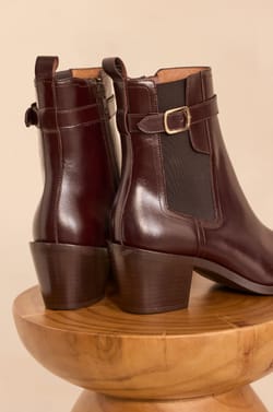 OCEANE leather heeled ankle boots;${refinementColor}