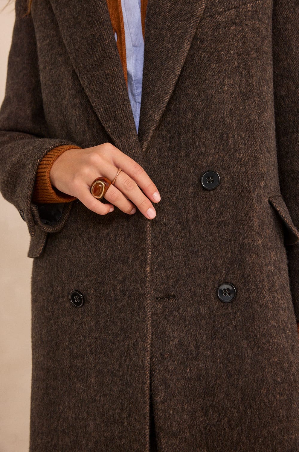 Long sleeve dense knit coat DJOVANNI;${refinementColor}