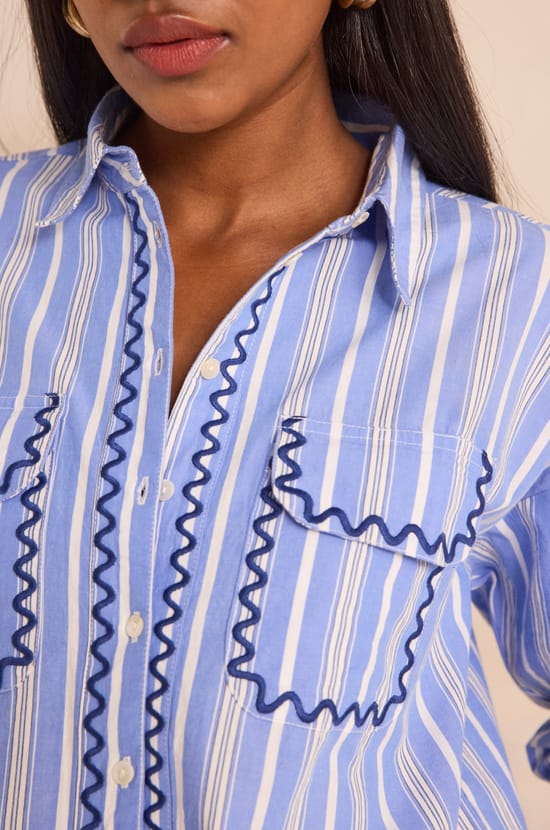 Long sleeve striped cotton blouse DICKINSON;${refinementColor}