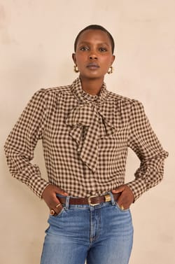 Checked viscose blend blouse SPIRIT;${refinementColor}