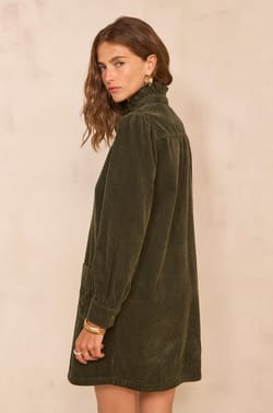 Straight fir green cotton dress BLAKE;${refinementColor}