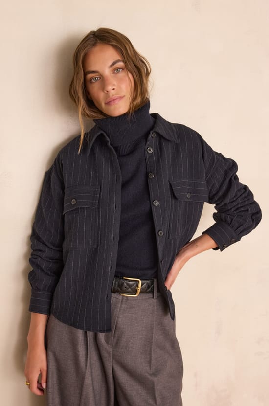 CLARA Striped Cotton Blouse;${refinementColor}